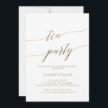 Convite Aniversário do Partido do Chá para Caligrafia Dour<br><div class="desc">Este elegante cartão de convite de aniversário de chá de caligrafia em ouro é perfeito para um evento simples. A design neutra apresenta uma carta minimalista decorada com a tipografia falsa de ouro romântica e caprichosa. Nota: Este design não apresenta folha de ouro real. É um gráfico de alta qualidade...</div>