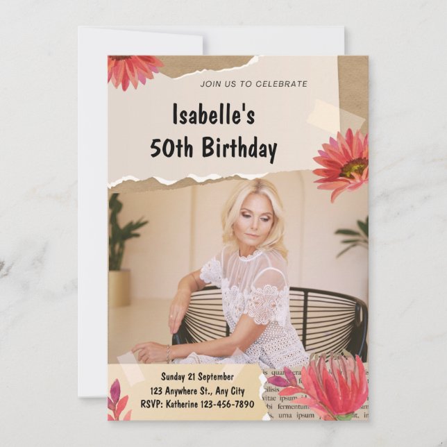 Convite Aniversário do Partido Elegante Moderno Personaliz (Frente)