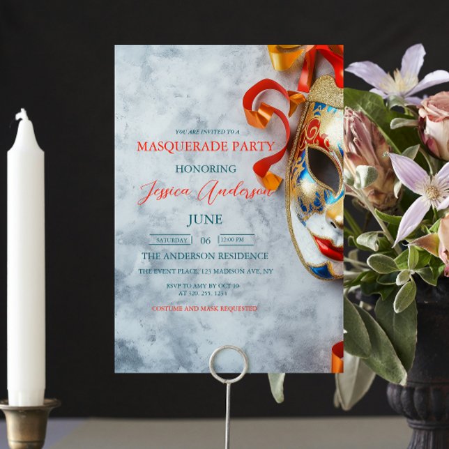 Convite Aniversário do Partido Mascarada da cinza da de má (Criador carregado)