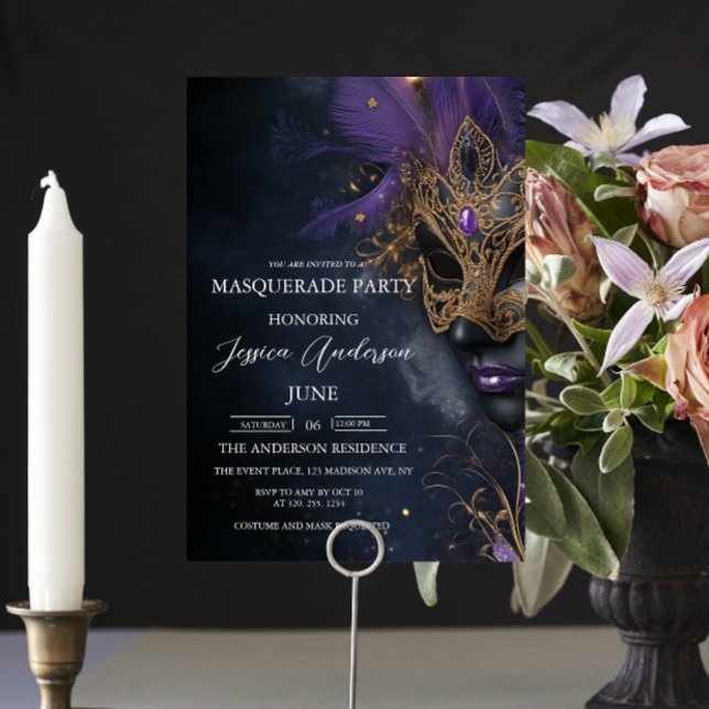 Convite Aniversário do Partido Mascarada das Escuras e Rox (Criador carregado)