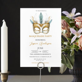 Convite Aniversário do Partido Mascarada do Dourado e da m