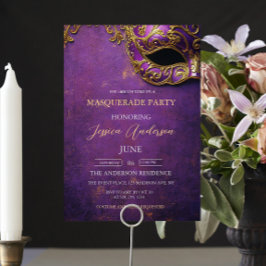 Convite Aniversário do Partido Mascarada Roxo