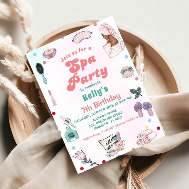 Convite Aniversário do Partido Pamper Spa Birthday (Criador carregado)
