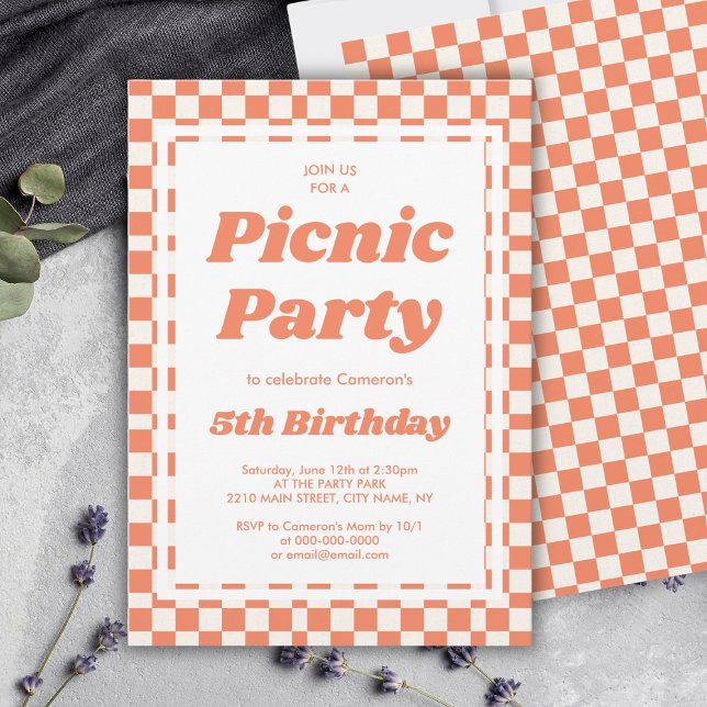 Convite Aniversário do Partido Picônico Moderno (Modern Picnic Party Birthday Invitation
)