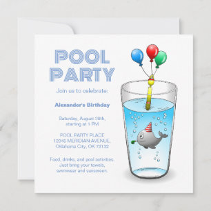 Convite Aniversário do Partido piscina