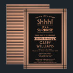 Convite Aniversário do Partido Surpresa Legista Negro e Co<br><div class="desc">Você pode guardar um segredo? Convide a família e os amigos para uma elegante e excitante celebração de aniversário surpresa com convites de festas de folhas de cobre preto e falsos. Toda a redação desta modelo é simples de personalizar, incluindo a mensagem que diz "Shhh! É uma SURPRESA." A design...</div>