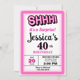 Convite Aniversário do Partido Surpresa Rosa Quente