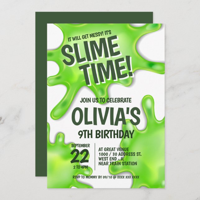 Convite Aniversário do Partido Verde Slime (Frente/Verso)