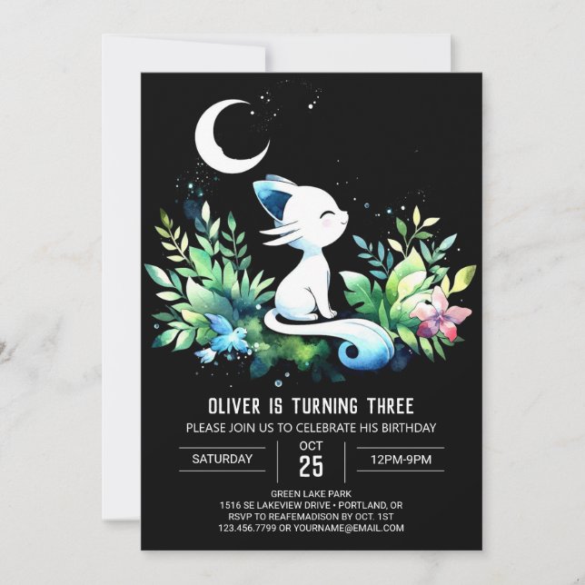 Convite Aniversário do Pastel Elegant Cat (Frente)