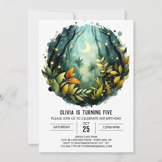 Convite Aniversário do Pastel Nature Woodland Encantado (Frente)