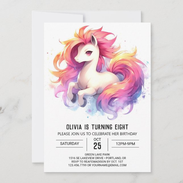 Convite Aniversário do Pastel Online Horse (Frente)