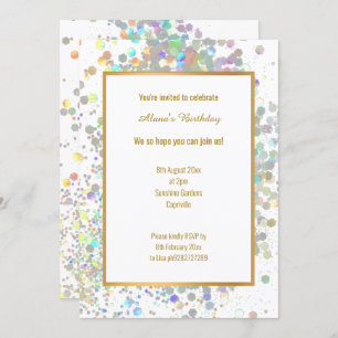 CONVITE ANIVERSÁRIO DO PASTEL RAINBOW WHITE HOLOGRAPRY SPO