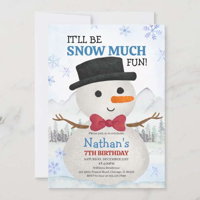 Convite Aniversário do Pequeno Boneco de Neve (Frente)