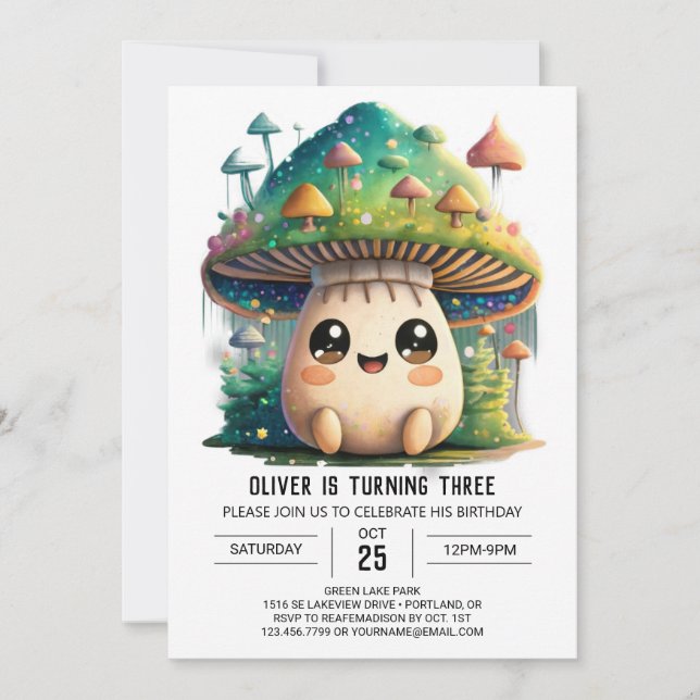 Convite Aniversário do Pequeno Cogumelos (Frente)