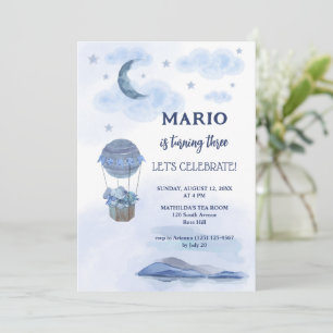Convite Aniversário do pequeno elefante azul