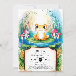 Convite Aniversário do Pequeno Sapo Aquarela
