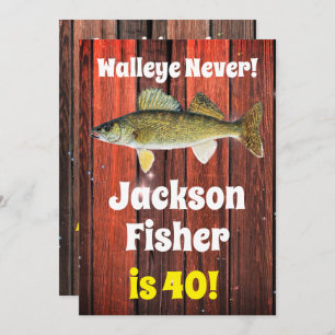 Convite Aniversário do Pescador da Funny Walleye