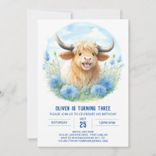 Convite Aniversário do Picnic de Flor Selvagem do Highland