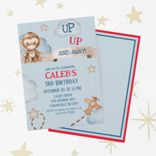 Convite Aniversário Do Piloto De Aviões Para Cima E Longa 