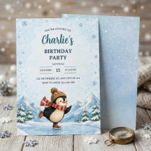 Aniversário do Pinguim de Patinação no Gelo do Win