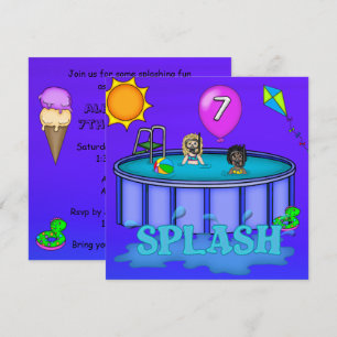 Convite Aniversário do Piscina de Festa "Splash"