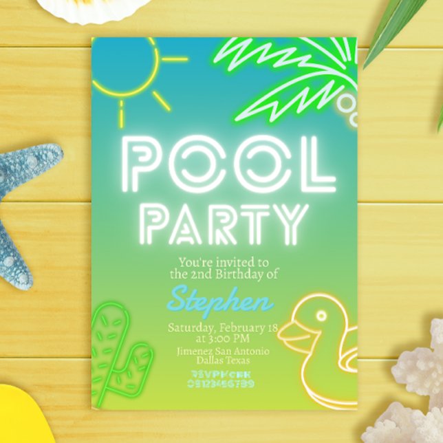 Convite Aniversário do piscina Party (Pool Party Boy Birthday Invitation)