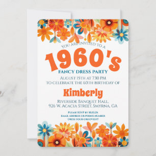 Convite Aniversário do Poder da Flor Hippie de 1960