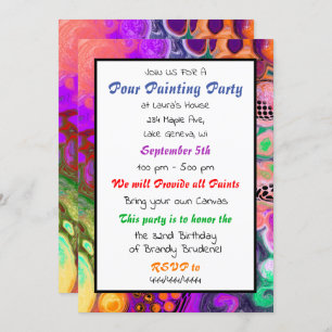 Convite Aniversário do Pour Painting Party