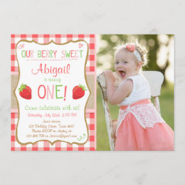 Convite Aniversário do Primeiro Aniversário do Morango Ber