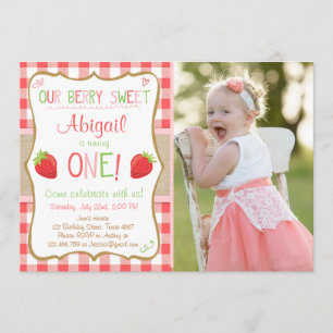 Convite Aniversário do Primeiro Aniversário do Morango Ber