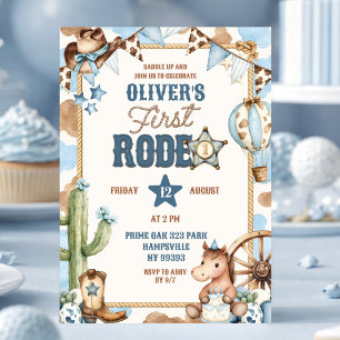 Convite Aniversário do Primeiro Rodeio do Menino Cowboy Az