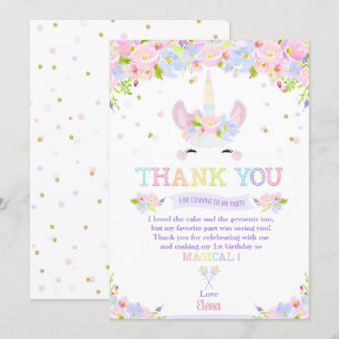 Convite Aniversário do Rainbow Pastel Floral Unicorn Obri