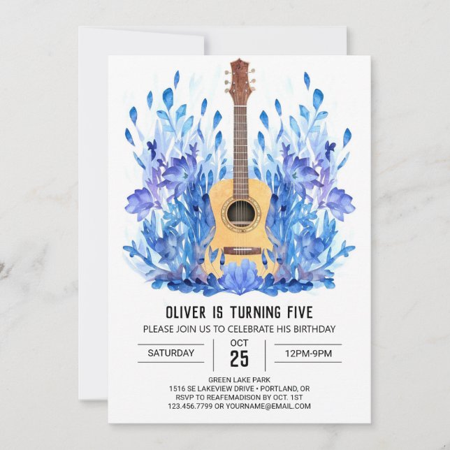 Convite Aniversário do Rapaz do Violão Acústico (Frente)