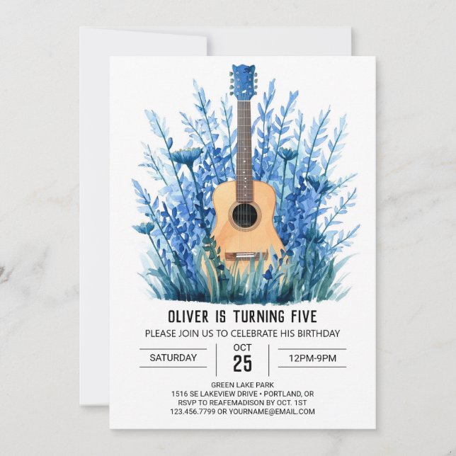 Convite Aniversário do Rapaz do Violão Acústico (Frente)