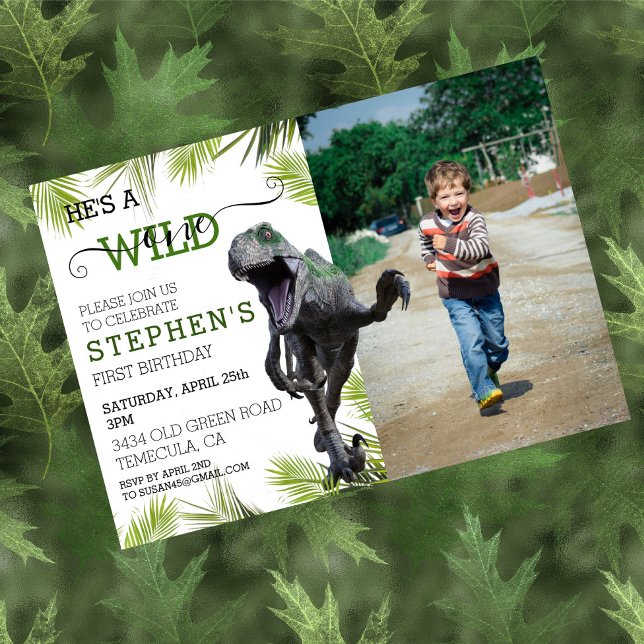 Convite Aniversário do Raptor de Foto Jurássico do Dinossa (Criador carregado)
