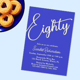 Convite Aniversário do Real 80 Azul com Letras de Oitenta 