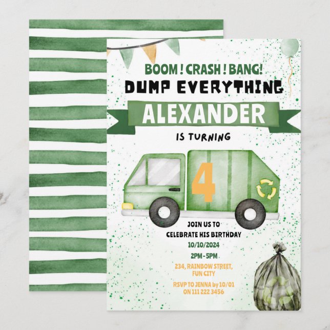 Convite Aniversário do Reciclagem de Lixo (Frente/Verso)