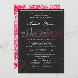 Convite Aniversário do Red Glitter Las Vegas