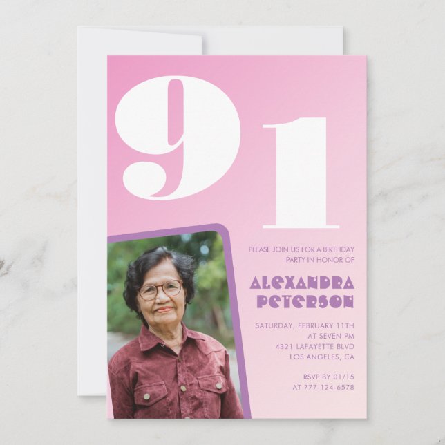 Convite Aniversário do Retro Photo Pink 91rua (Frente)