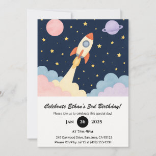 Convite Aniversário do Rocket Laing & Starry Night Sky
