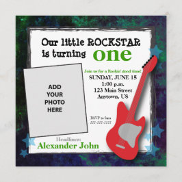 Convite Aniversário do Rockstar Boy da Guitarra e Estrelas