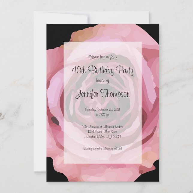 Convite Aniversário do Rosa Primavera Roxo Grande (Frente)