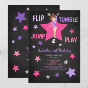 Convite Aniversário do Sacudir, Tumble, Jump e Play Gymna