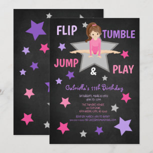 Convite Aniversário do Sacudir, Tumble, Jump e Play Gymna