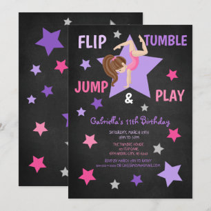 Convite Aniversário do Sacudir, Tumble, Jump e Play Gymna