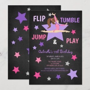 Convite Aniversário do Sacudir, Tumble, Jump e Play Gymna