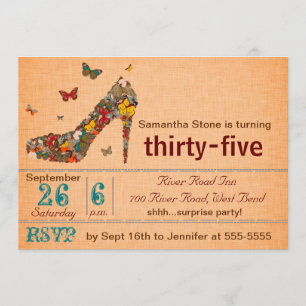 Convite Aniversário do salto alto das borboletas o 35o