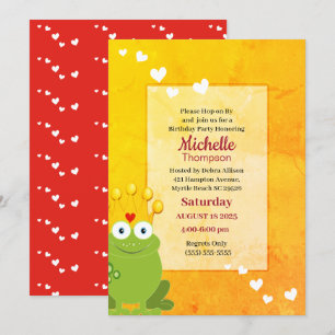 Convite Aniversário do Sapo da Princesa Vermelha e Amarel