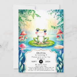 Convite Aniversário do Sapo de Aquarela Magnética