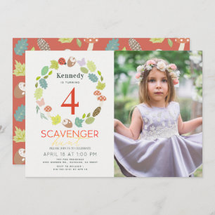 Convite Aniversário do Scavenger Hunt Nature Trail Red Pho